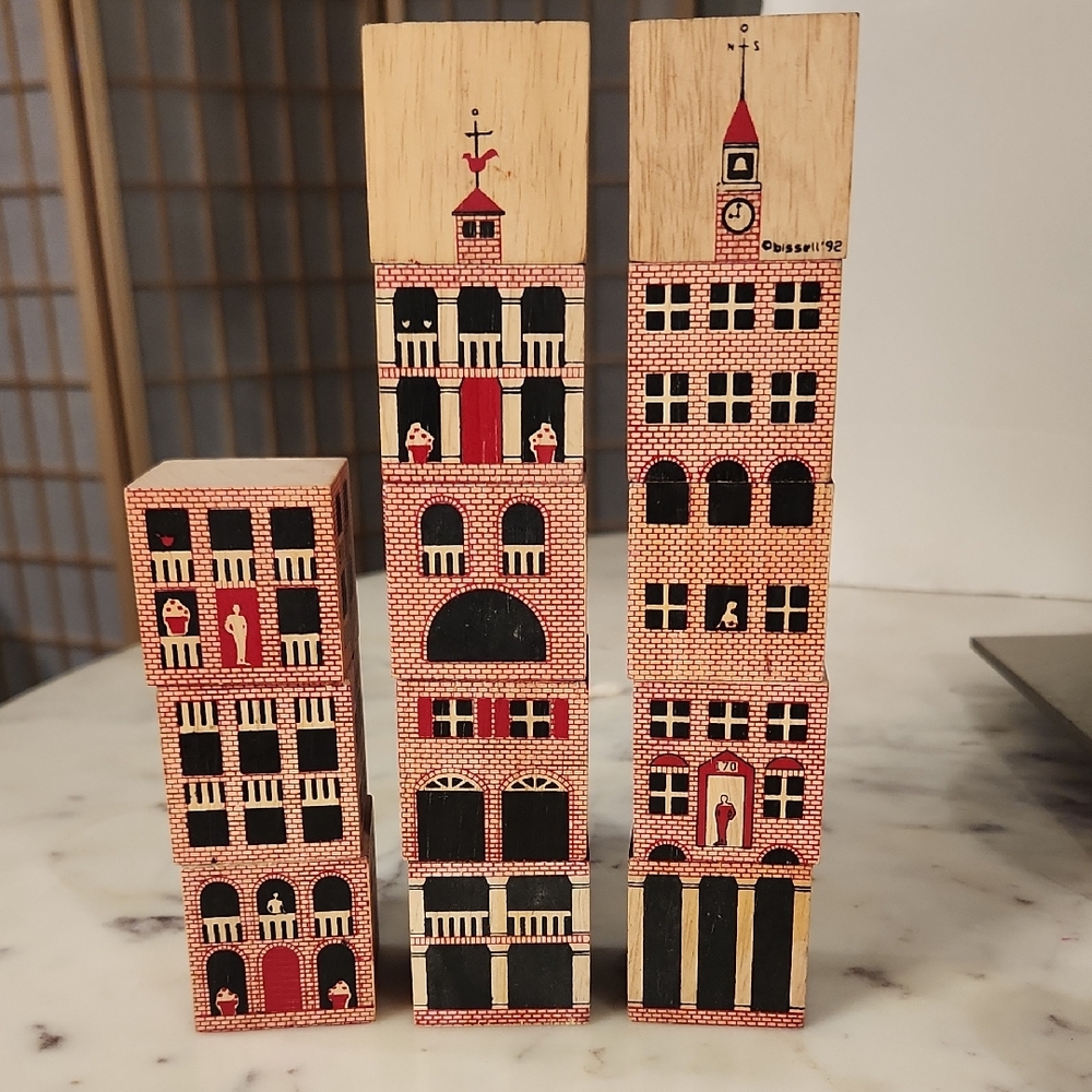 Vintage | Bissell Wooden City Building Blocks 1990's